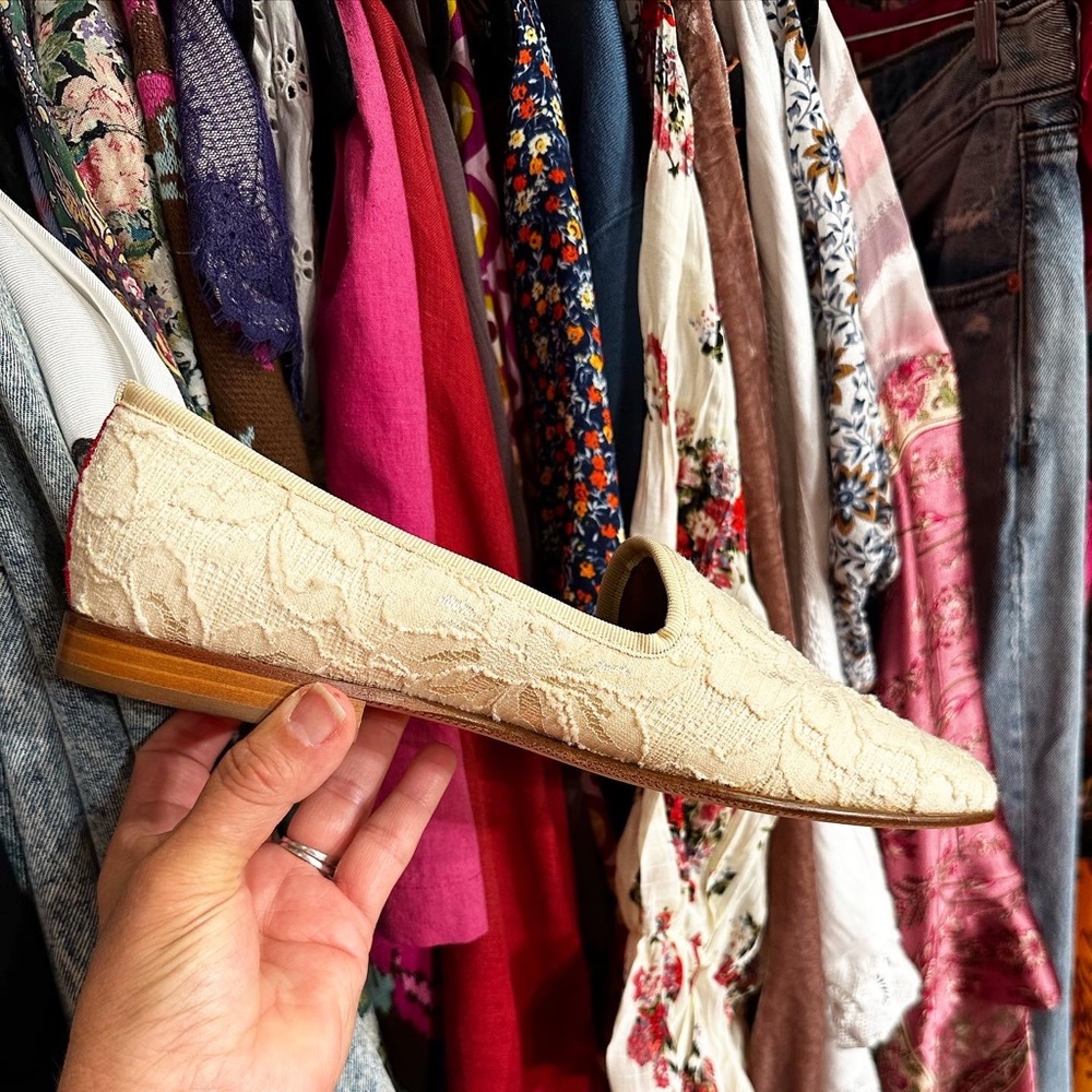 Del Toro Italian Handcrafted Cream Lace Loafers Sz 10